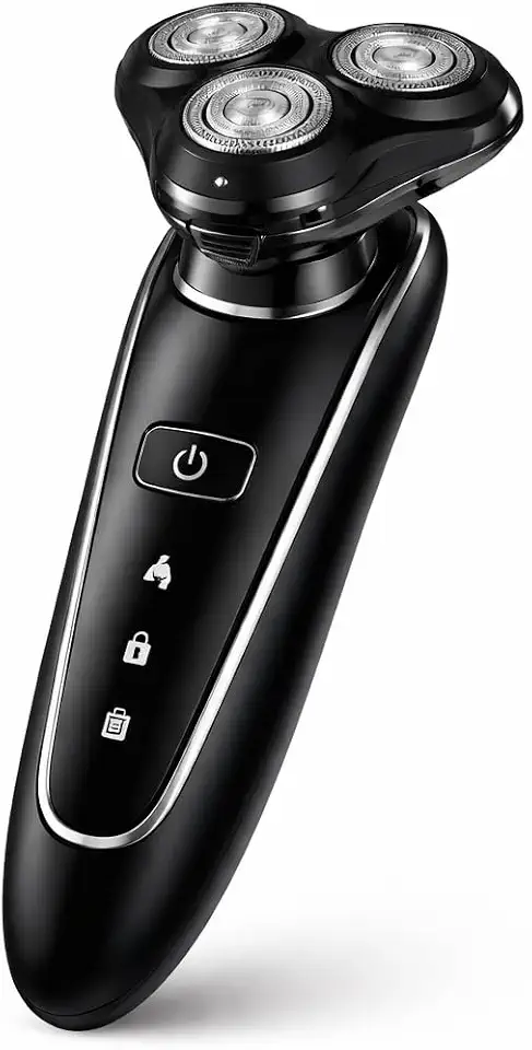 Barbeador Elétrico Masculino 3 Cabeças 360° Recarregável Sem Fio | Corte rente com 3 cabeças rotativas, aparador de precisão para rosto e pescoço, sem fio, portátil e bivolt