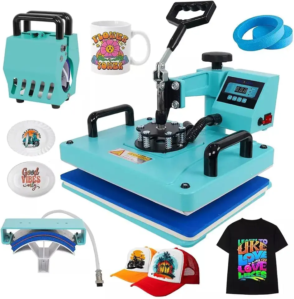 Prensa Térmica Sublimação 5x1 Máquinas De Prensa Térmica Transferência De Calor Por Para Camisetas Caneca Chapéu Placa (Azul 110V)
