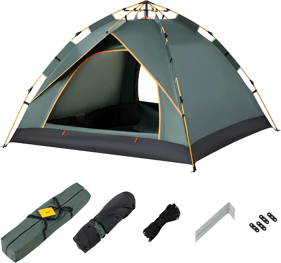 Barraca de Camping Automática 2-3 Pessoas Impermeável (200x200x140cm) - Montagem Rápida em 1 Minuto, Proteção UV UPF50+,Ideal para Acampamento, Praia, Trekking e Aventuras ao Ar Livre