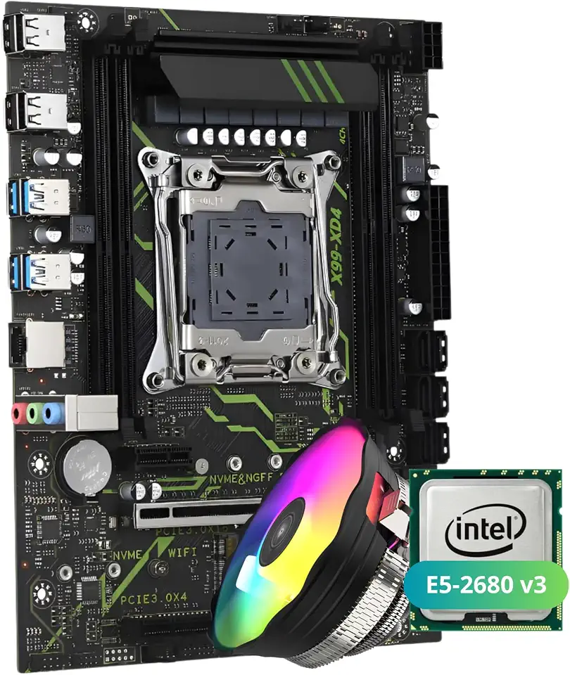 QUASAR Kit Upgrade Placa-Mãe X99 XD4 2.0 Chipset C612, Suporte 128GB, Compatível Win 11 e TPM 2.0 + Processador Xeon E5-2680v3 (Placa + Xeon + Cooler)