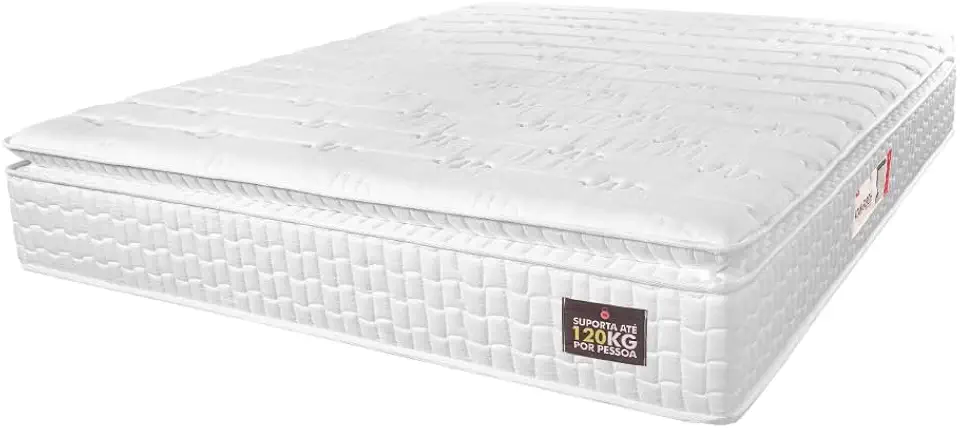 Colchão Casal Espuma D33 Vangogh Pillow Top 138x188x29cm Branco Hellen - Suporta até 120kg por Pessoa