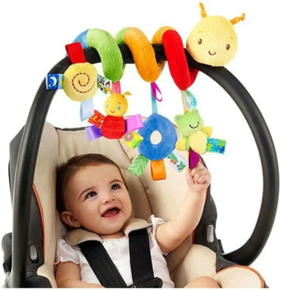 Brinquedo de pelúcia para Carrinho de bebê recém-nascido, formato espiral com chocalhos, Weesey