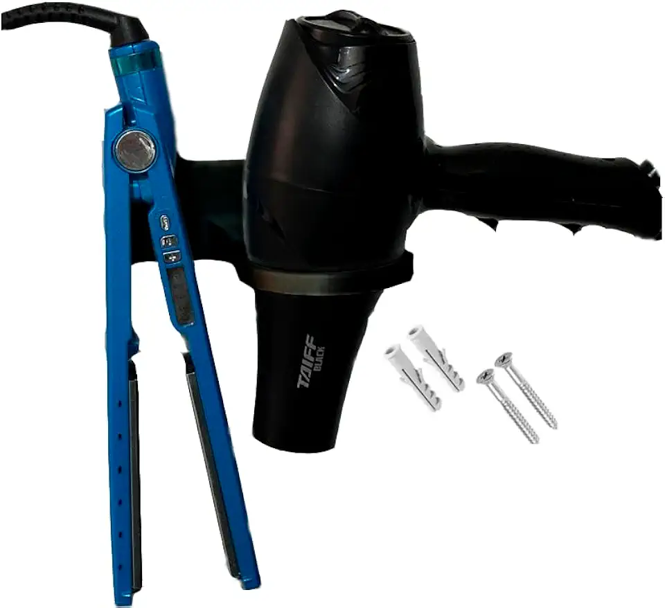 Suporte de Parede em ABS para Secador e Chapinha – Reforçado, Durável e Fácil Instalação (Preto)
