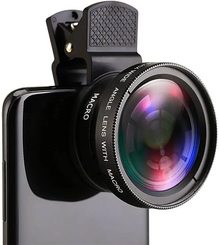 Lente profissional 2 em 1 clipe universal 37 mm lente para celular 0,45 x 49uv super grande angular + lente macro HD para todos os smartphones