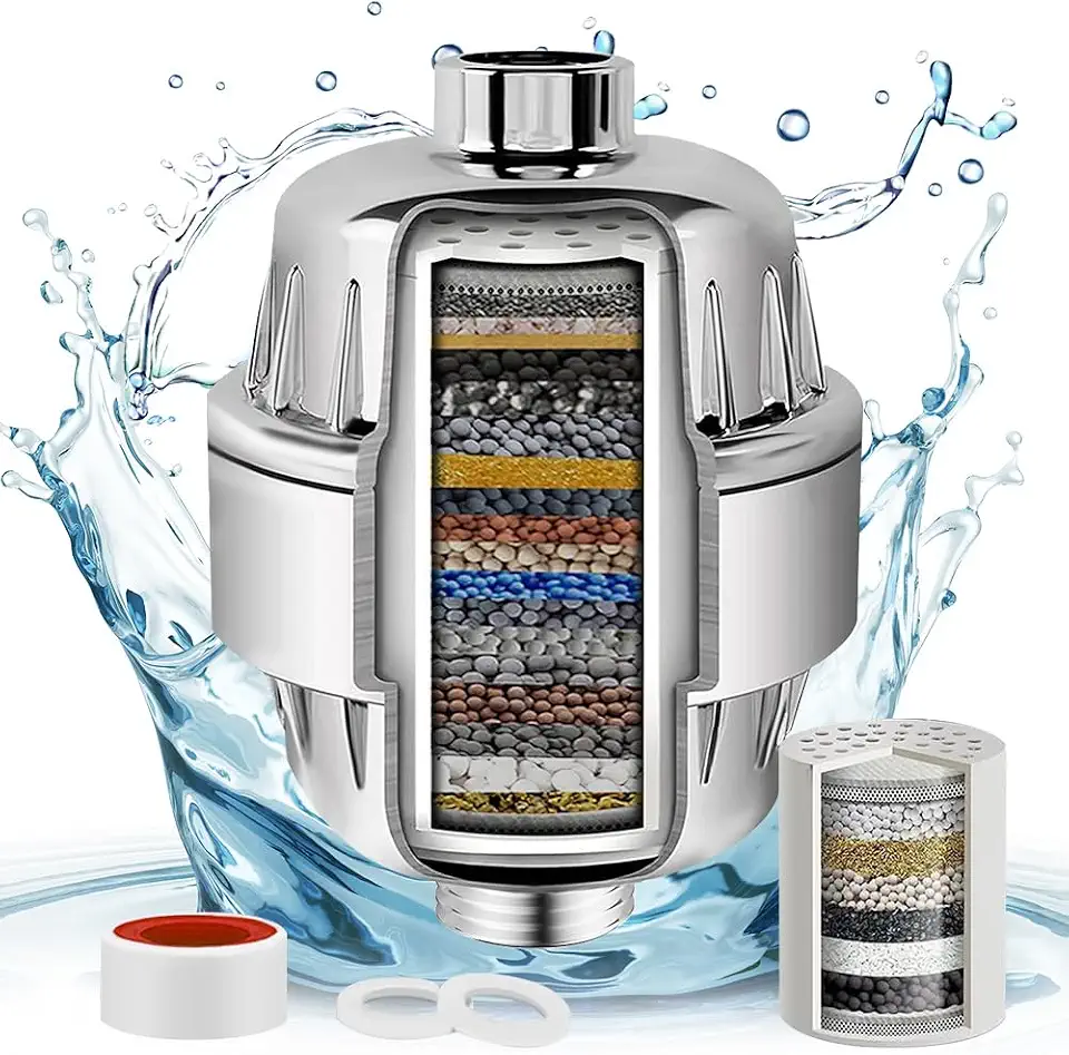 Filtro Chuveiro, Filtro de Chuveiro, 2 Cartucho, Cabeça de 25 Estágios Para Remoção de Agua Dura Cloro/Flúor/Metais Pesados