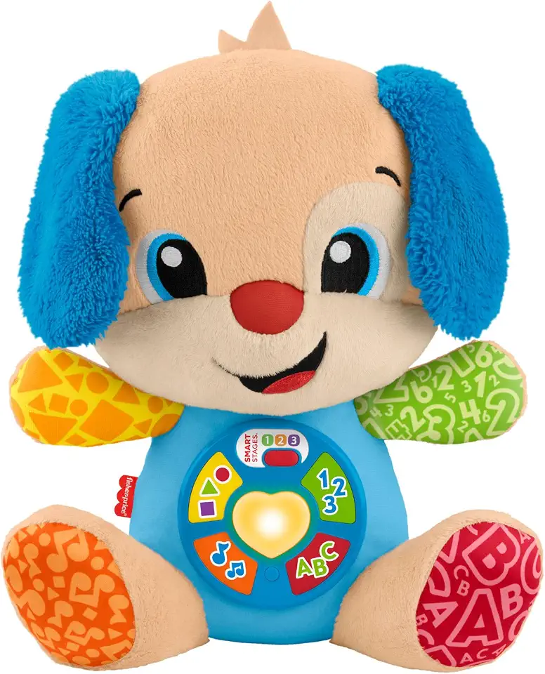 Cachorrinho Aprende Comigo Brinquedo Bebê Fisher-Price Mattel. Pelúcia com luzes, sons e que ensina letras, cores e partes do corpo. A partir dos 6 meses.