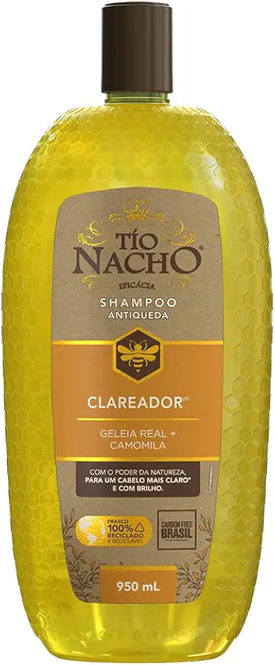 Tío Nacho Shampoo Clareador Antiqueda Natural com Camomila e Geleia Real para Cabelos Claros ou com Mechas – Mais Brilho e Clareamento Natural 950ml