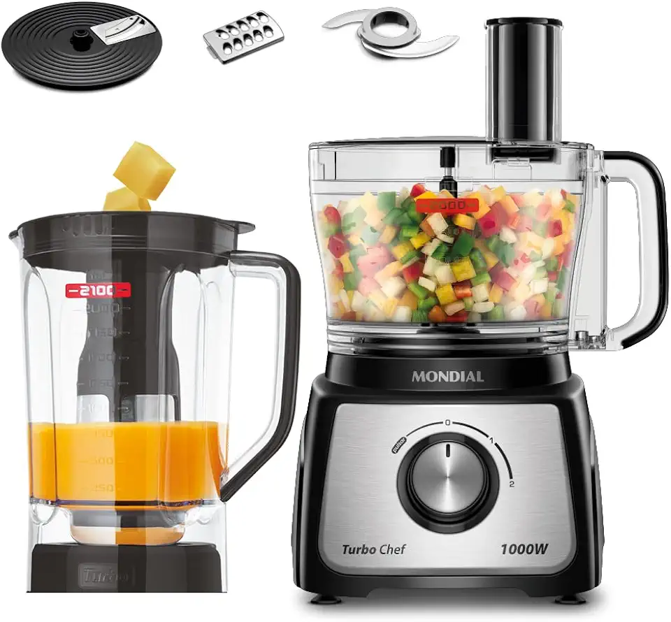 MONDIAL Multiprocessador Turbo Chef 5 em 1, Preto, 1000W, 110V - MPN-01-B