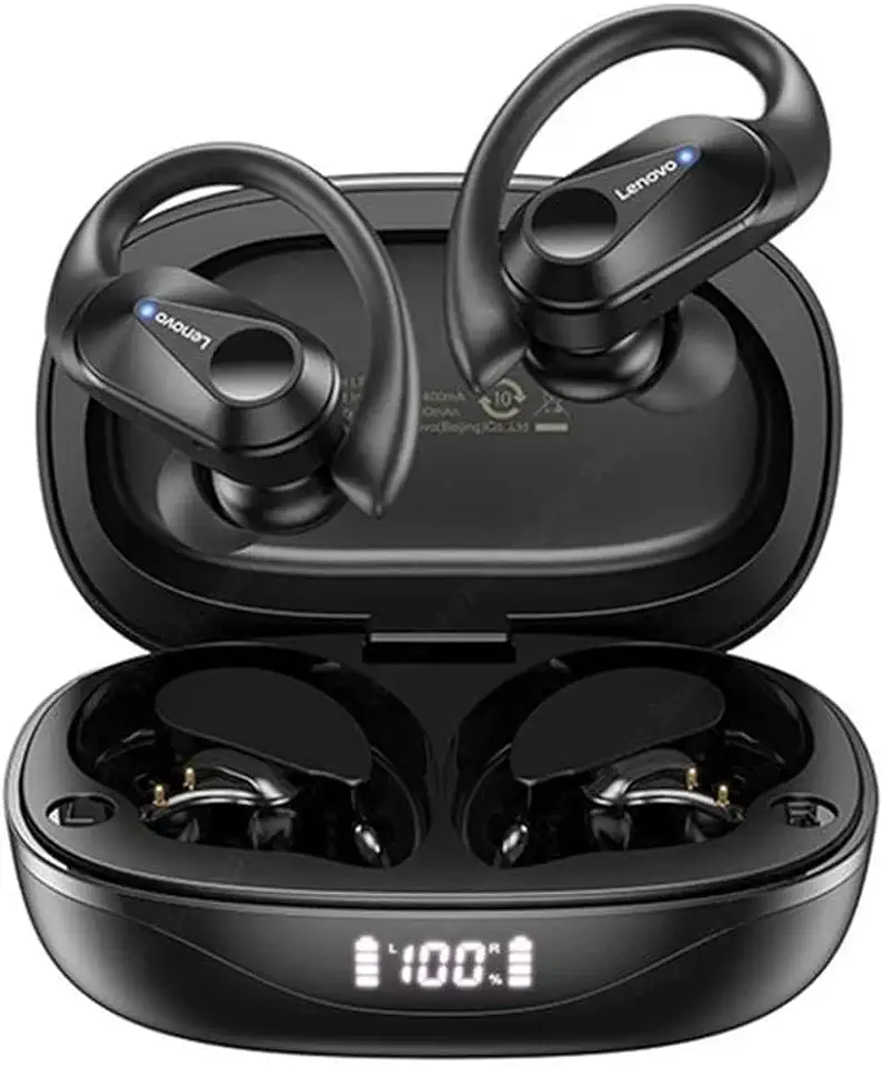 Lenovo LP75 Fone De Ouvido Sem Fio Bluetooth 5.3 Com Gancho Microfones TWS Esportivo HiFi Estéreo Bluetooth Sem Fio Impermeável Alta Fidelidade Cancelamento De Ruído