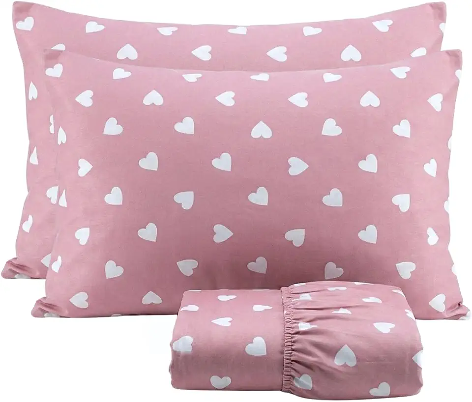 Cozzilar Jogo de Lençol Cama Casal Malha 100% Algodão 3 Peças Estampado Kit Inclui 1 Lençol Casal Com Elástico e 2 Fronhas Toque Macio (Modelo 7)