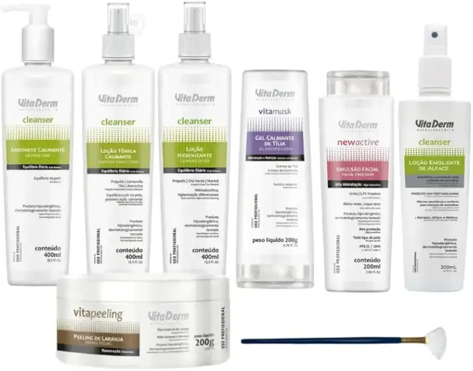 Kit 7 Produtos Limpeza De Pele Profissional Vita Derm