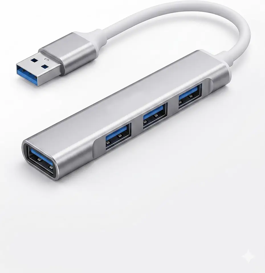 Hub USB-C 4 Portas USB 3.0 5Gbps, Adaptador Tipo C para 4 USB, Expansor de Portas para Notebook, MacBook, PC, Alta Velocidade, Plug and Play, Compacto e Portátil
