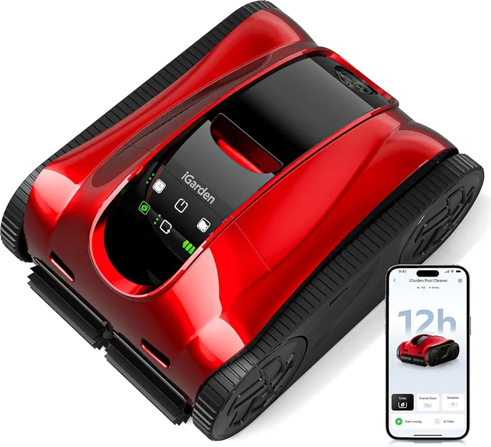 Limpador De Piscina K Pro, Autonomia De 12 Horas, Aspirador Robótico Sem Fio Para Piscinas Enterradas, Sucção Turbo De 200%, Tela Sensível Ao Toque E Aplicativo, Cesto Grande De 4 Litros (12H)