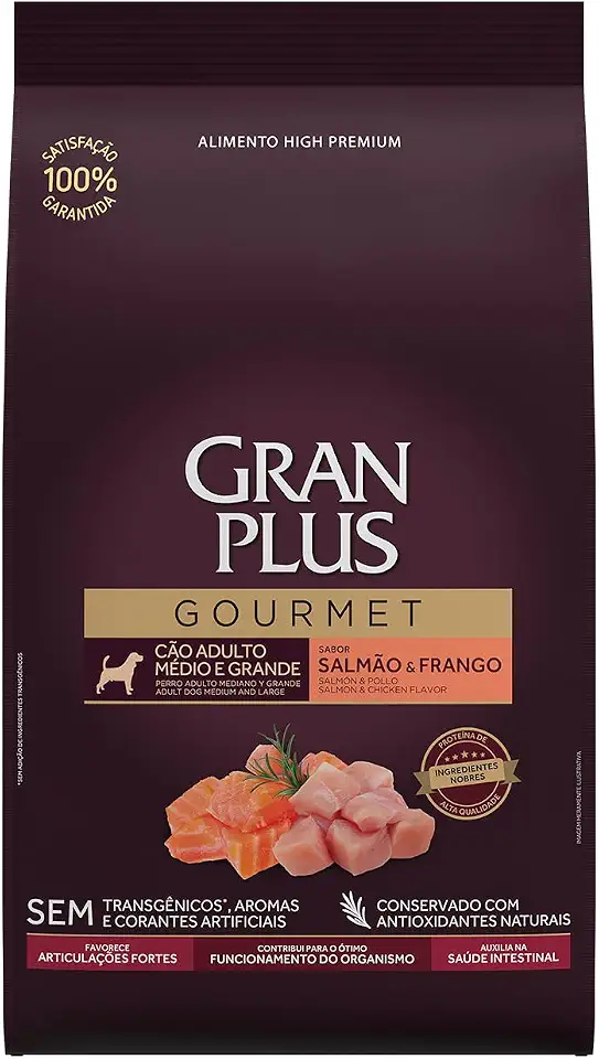 Granplus Ração Granplus Gourmet Para Cães Adultos De Porte Medio E Grande Sabor Salmao E Frango Affinity 10 1Kg