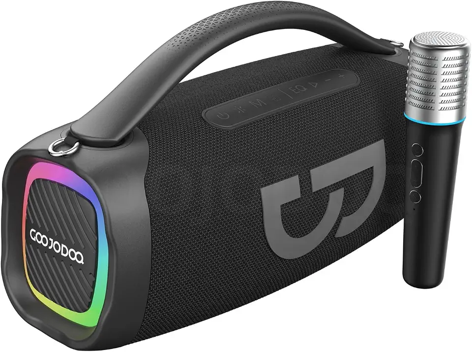 Caixa de Som Bluetooth Portátil 50W com Microfone, Grave Poderoso, Iluminação RGB - AB4092 Preto