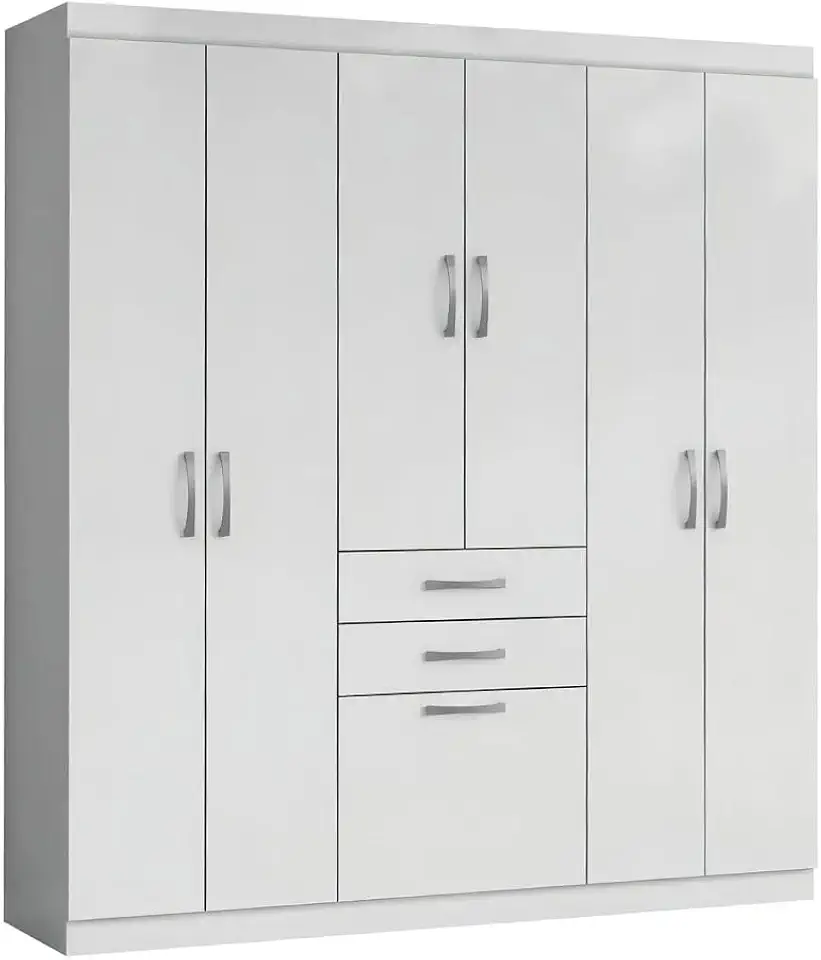 Guarda Roupas Casal 7 Portas 2 Gavetas Lisboa Aramóveis (BRANCO)