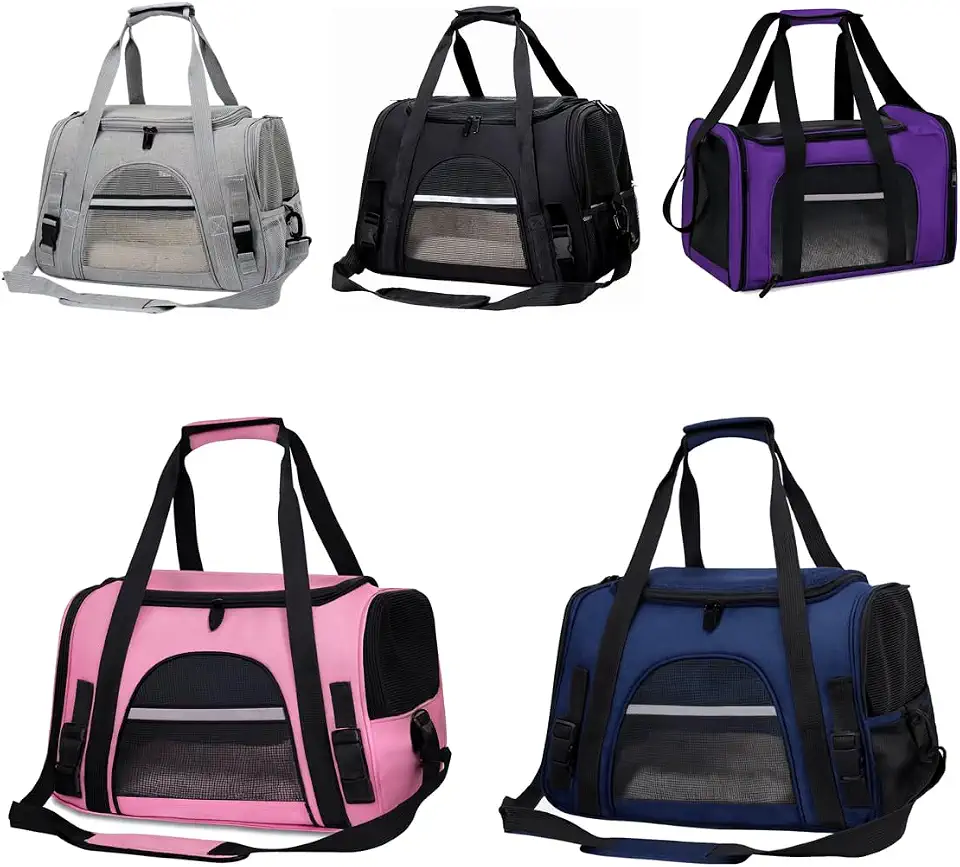 Bolsa de Transporte para Pet, Cachorro, Gato e Coelho com Ventilação em 4 Lados, Dimensões 43 x 25 x 28 cm. (Roxo)