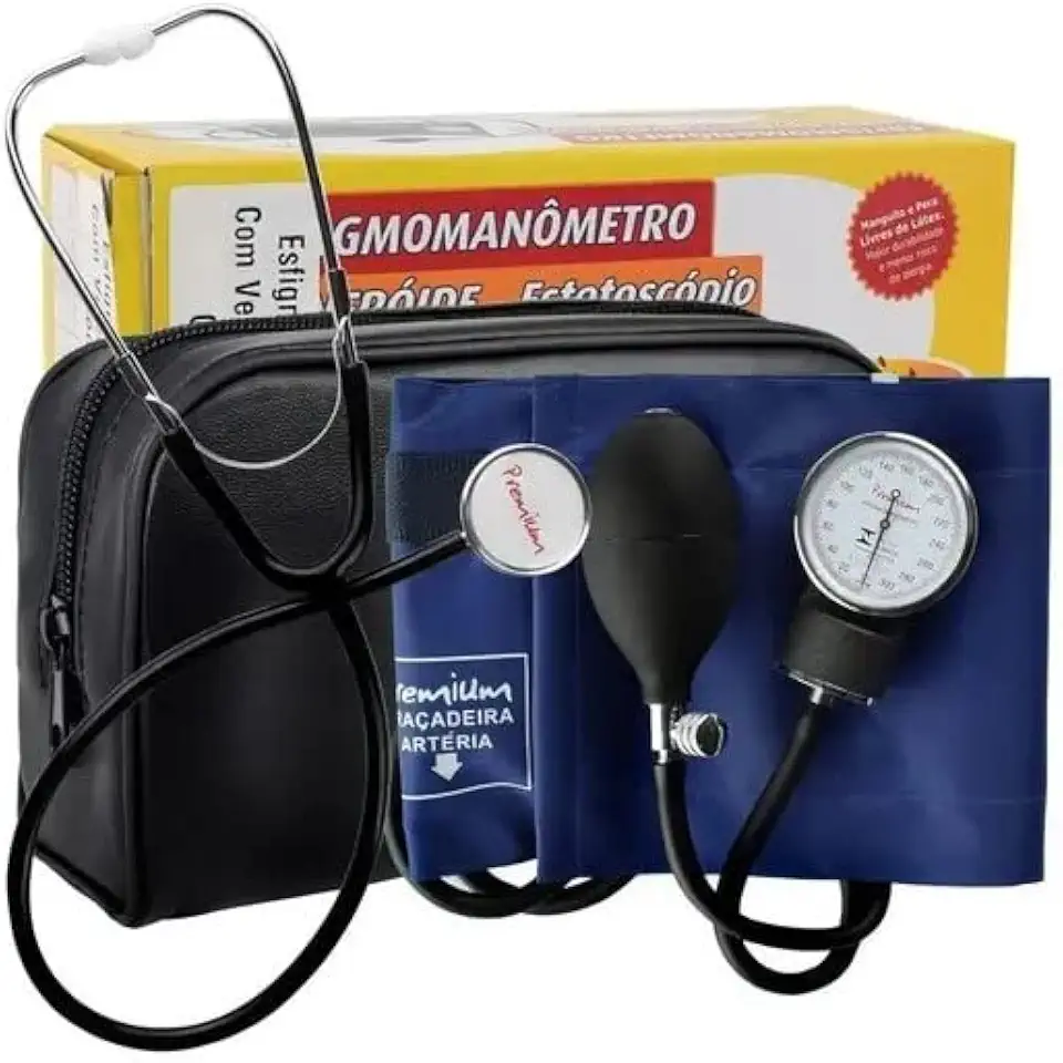 GTECH PREMIUM Aparelho de Pressão Esfigmomanômetro Aneróide com Estetoscópio, Medidor de Pressão Arterial, Branco, Adulto