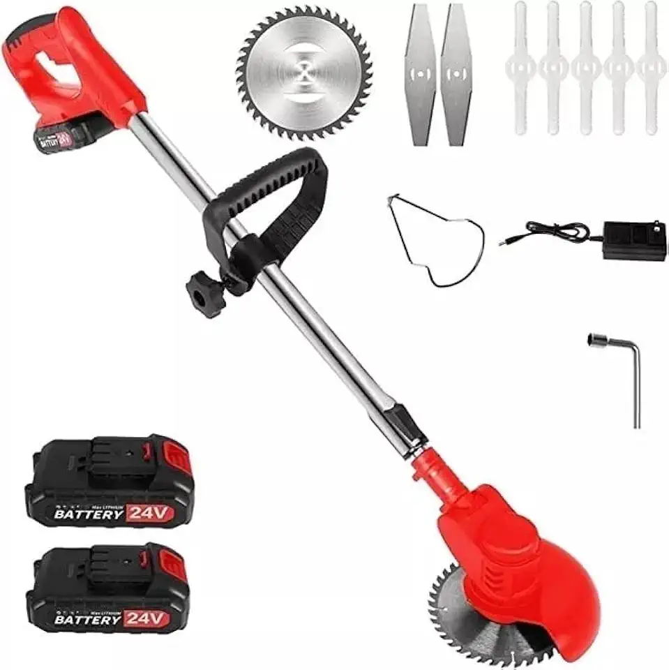 Roçadeira a Bateria, 48V, 2 Baterias e Acessórios Inc. Roçadeira Sem Fio, Roçadeira a Bateria, Ferramenta de Corte e Poda de Árvores e Ramas, Roçadeira Automática