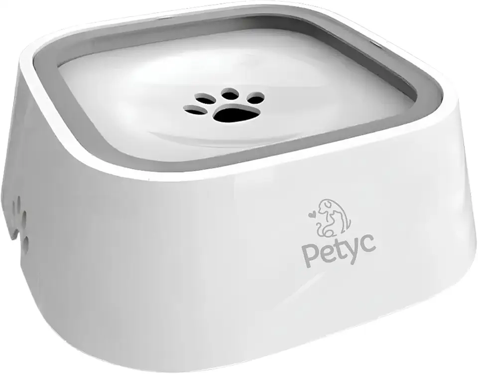 Bebedouro Automático Pelo Seco 1L PETYC Sistema Anti-Respingo, 20x8 cm, Produto Petshop Raças de Pelo Longo (Branco)