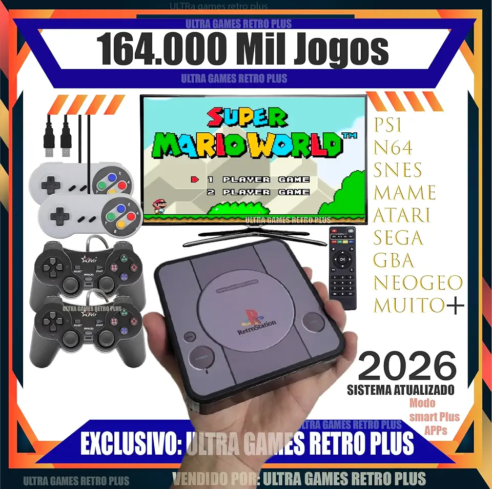 TOYUTOYI Video Game Retro Premium + 114 Mil Jogos + 4 Controles + Atualizado