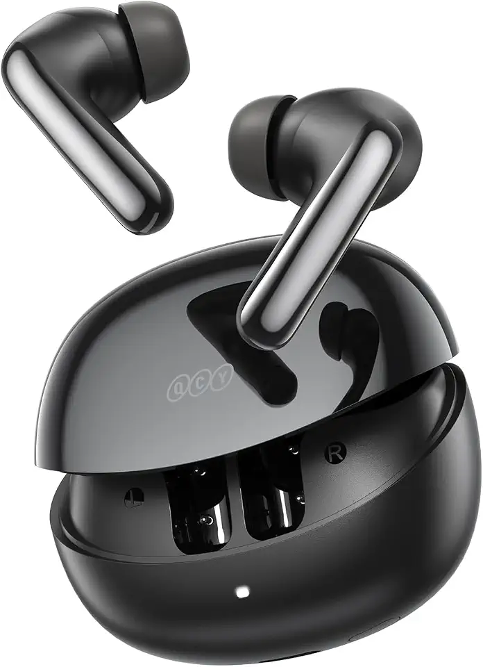 Fone de Ouvido QCY Melobuds N60, Fone Bluetooth 6.0 Cancelamento de Ruído Ativo até -56dB, LDAC Hi-Res Audio, Driver Duplo para Graves Potentes, 45h de Bateria, 6 Mics ENC, Conexão Dupla, IPX4