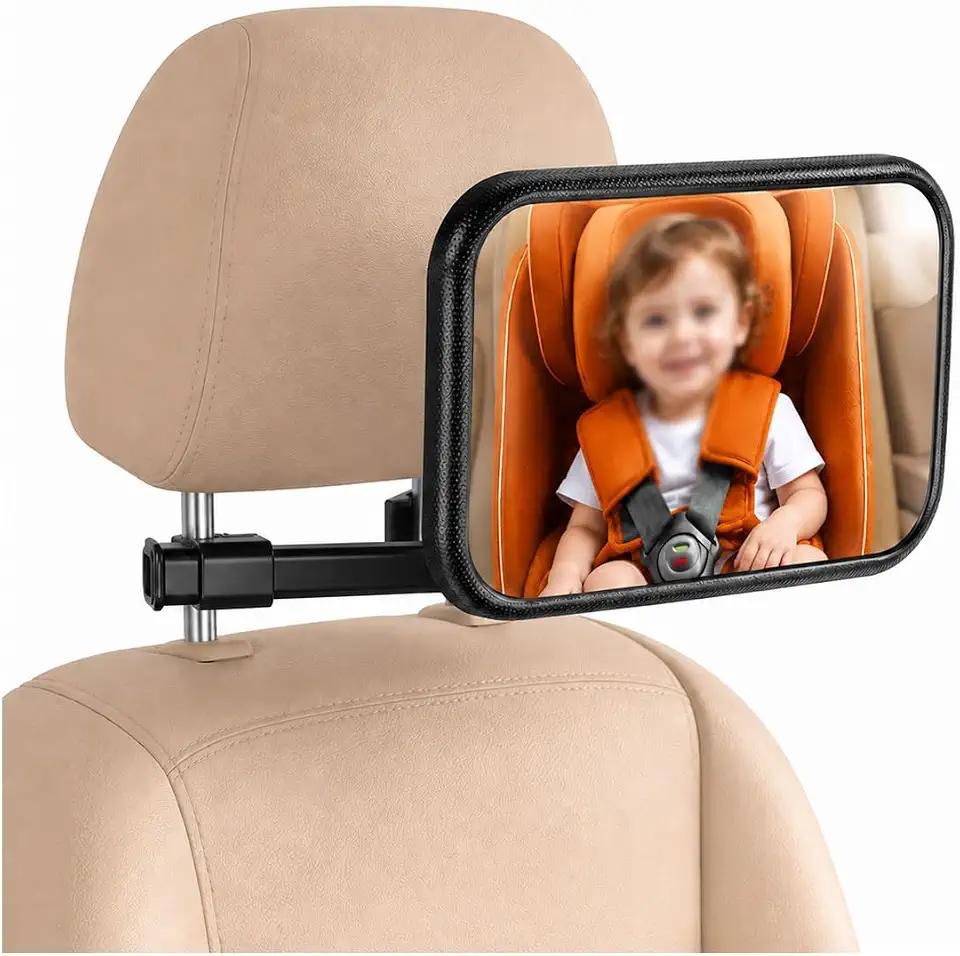 Altomex Espelho Retrovisor Traseiro para Carro, Preto, Ajustável, Monitoramento de Bebê na Cadeirinha, Visão Ampla, Retangular