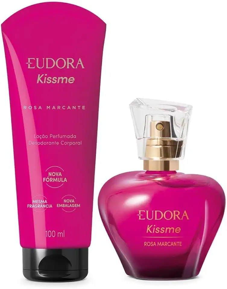 Eudora Kit Kiss Me Rosa Marcante: Desodorante Colônia 50ml + Loção corporal 100ml