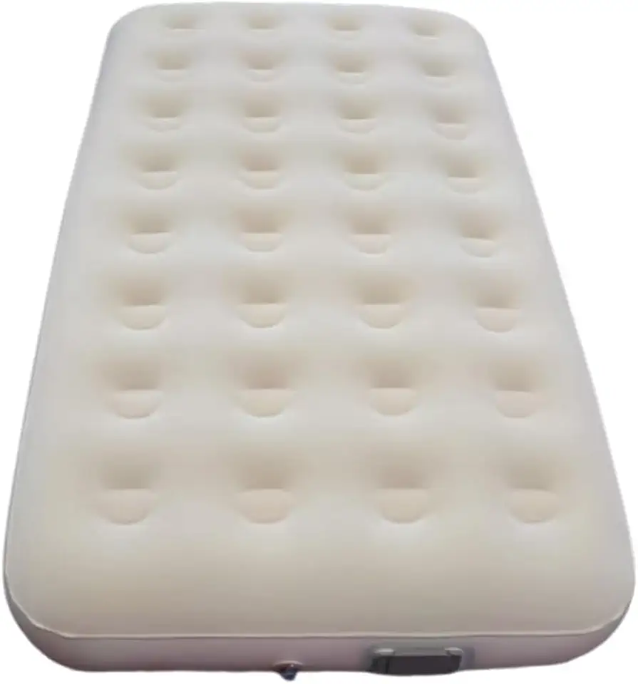 Colchão Inflável Casal - Colchão de Ar para Camping, Casa e Visitas - 186x96x22cm - Estrutura Honeycomb Reforçada (Bege)
