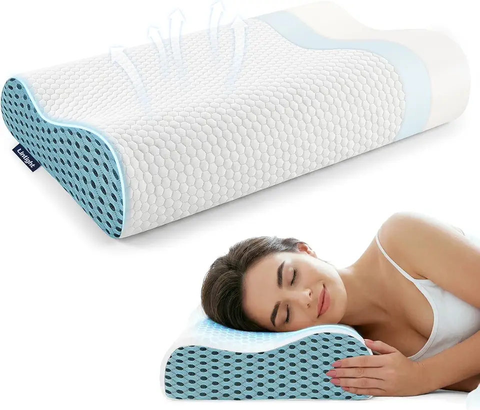 Travesseiro Cervical Ortopédico Alivia Dor Viscoelástico D45 Ergonômico Respirável Antialérgico 55x35cm Azul