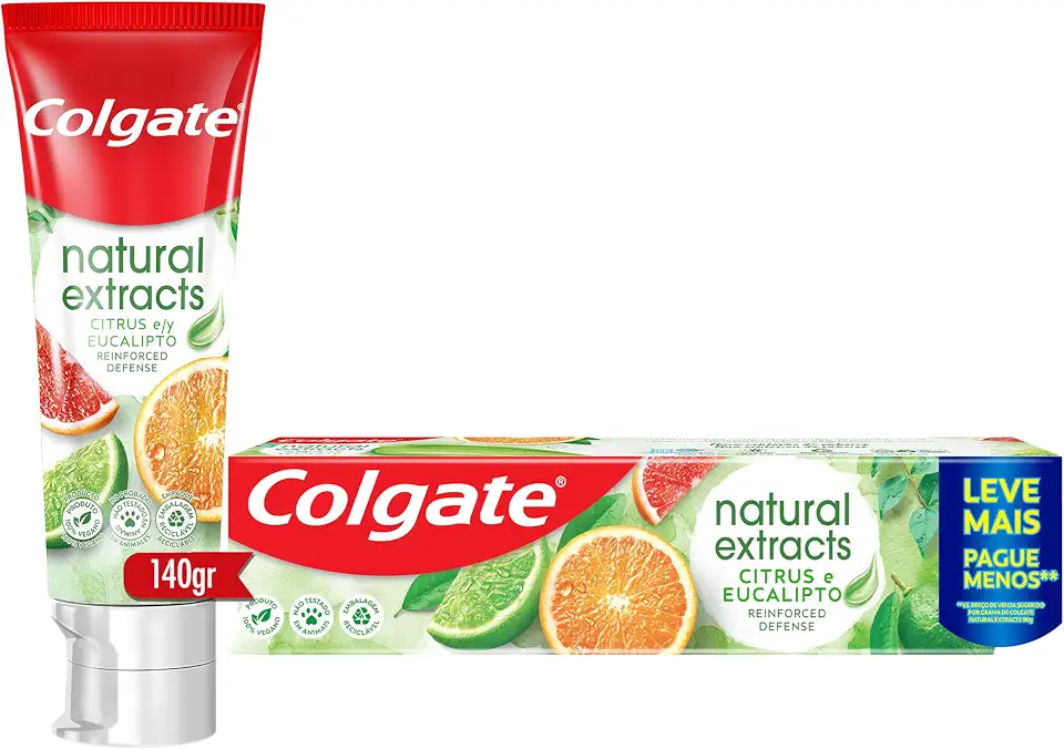 Colgate Pasta De Dente Natural Extracts 140g, Creme Dental Vegano Refrescante, Composta Por Frutas Cítricas Que Proporciona Hálito Refrescante E Ajuda A Fortalecer E Proteger Os Dentes