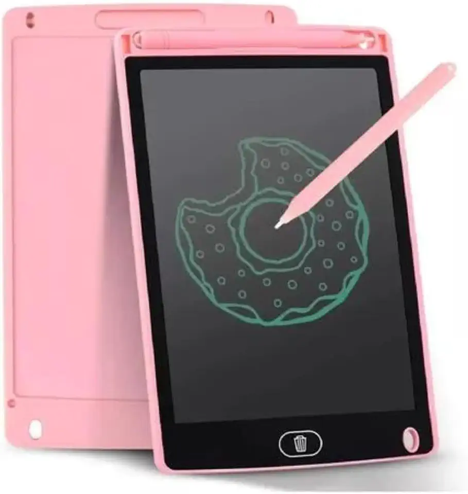 Tablet Infantil LCD Lousa Mágica Escrita Colorida Para Desenho e Estudo Educativo 12 Polegadas (Rosa)