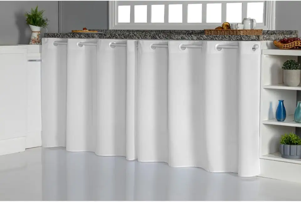 Cortina de Pia Cozinha Oxford Lisa 1,40m x 0,80m – Cortina para Armário de Pia, Decoração Cozinha, Tecido Resistente (Branco, 1,40 x 0,80)