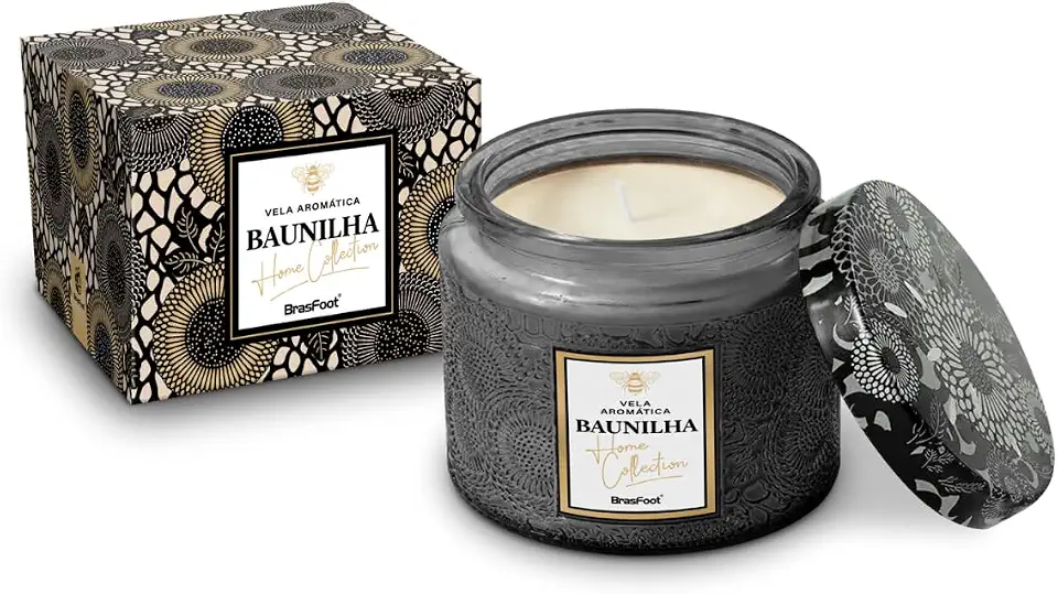 Vela Aromática Decorativa de Baunilha, 233g, 30 Horas de Queima, Perfumada para Ambientes Internos, Aromaterapia e Decoração