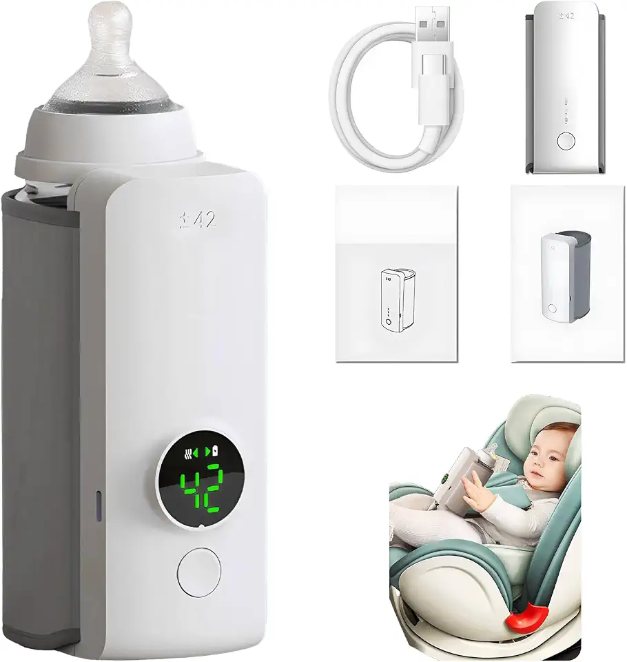Aquecedor de mamadeira portátil para viagens, aquecimento rápido – aquecedor de mamadeira para leite materno, aquecedor de leite portátil com carregamento super rápido, aquecedor de mamadeira em