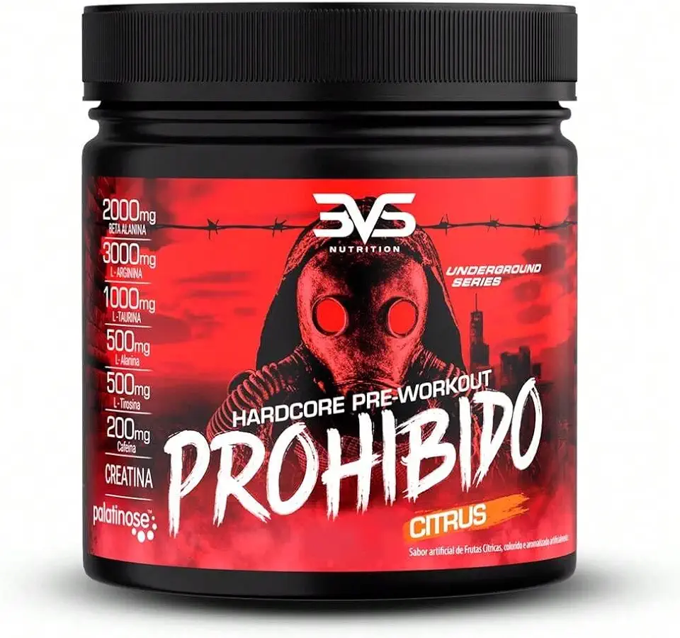 3VS Nutrition Pré Treino Prohibido 360g Sabor Citrus