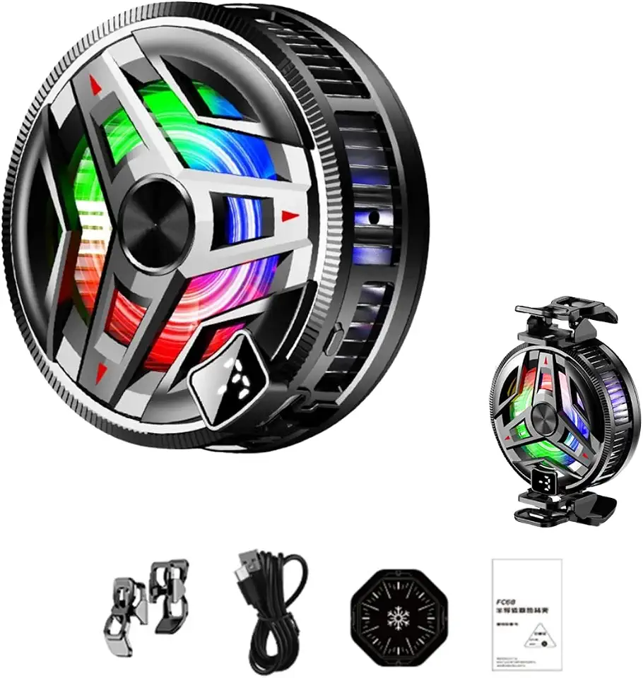 Cooler Resfriador Magnético para Celular - Semicondutor, Display Digital, 3 Velocidades, Efeito RGB Compatibilidade Universal (Magnético/Clipe) - O Resfriador para Jogos, Streaming e Gravação de Vídeo