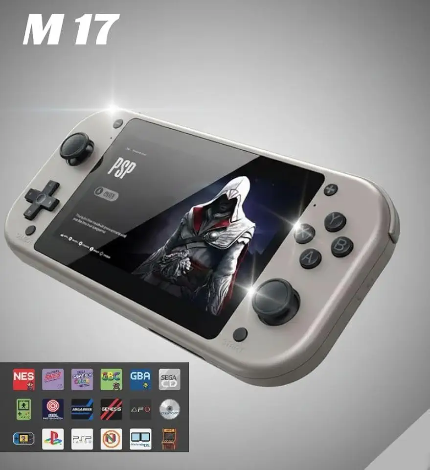 Console de jogo M17-64G e 128G, portátil com 20.000 jogos integrados, console de jogo retrô, tela de 4,3 polegadas, videogame portátil