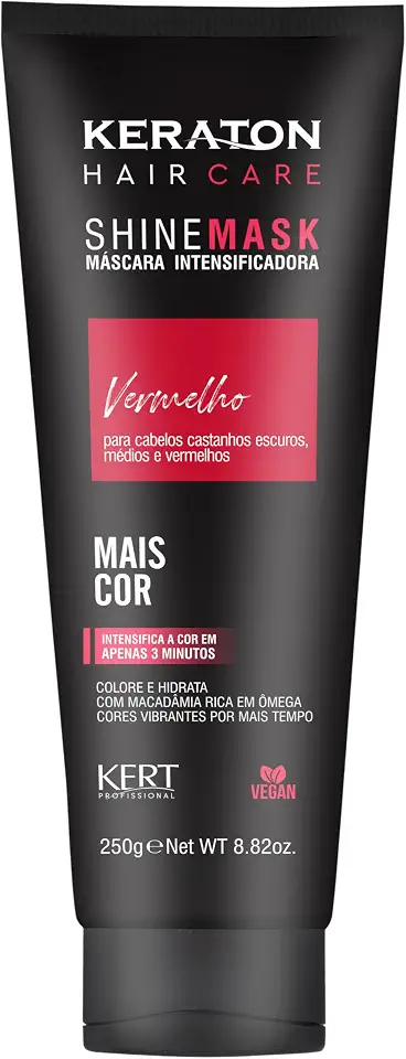 Keraton, Máscara matizadora hidratante, Trata e colore, Para cabelo castanho escuro, médio e vermelho, Shine Mask, 250g, Vermelho