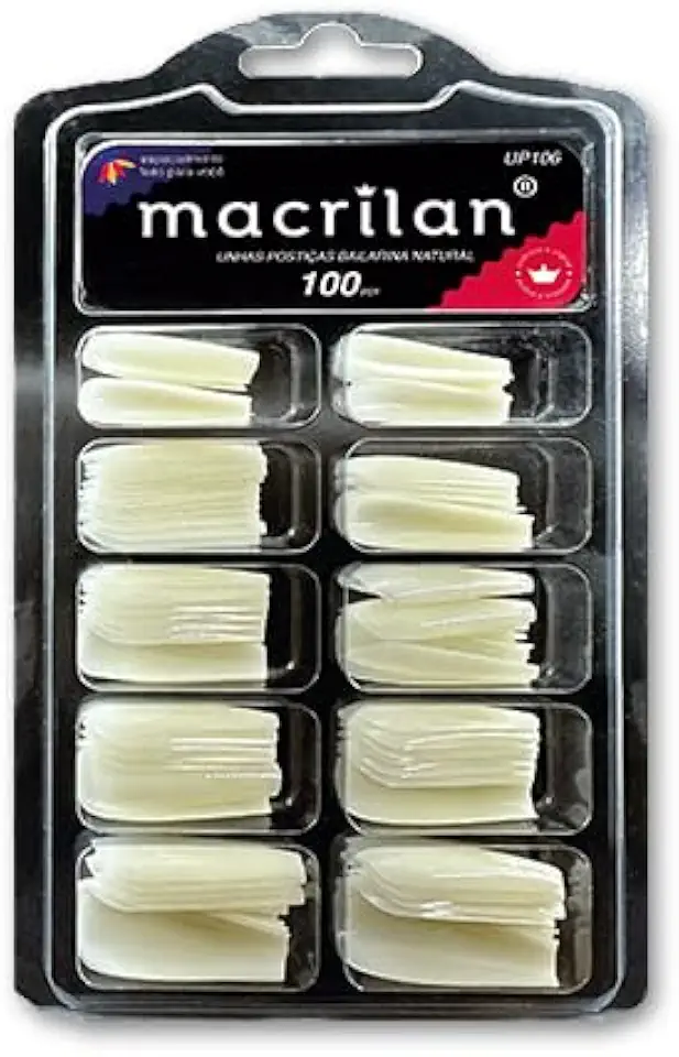 UP106 Tips de Unhas Estilo Bailarina Natural com 100 unid - Plástico ABS