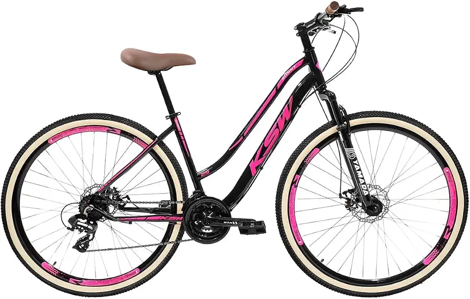 Bicicleta Feminina Aro 29 KSW Sunny em Aluminio Retrô Rebaixada em Aluminio 6061 Freio a Disco Garfo de Suspensão 80mm