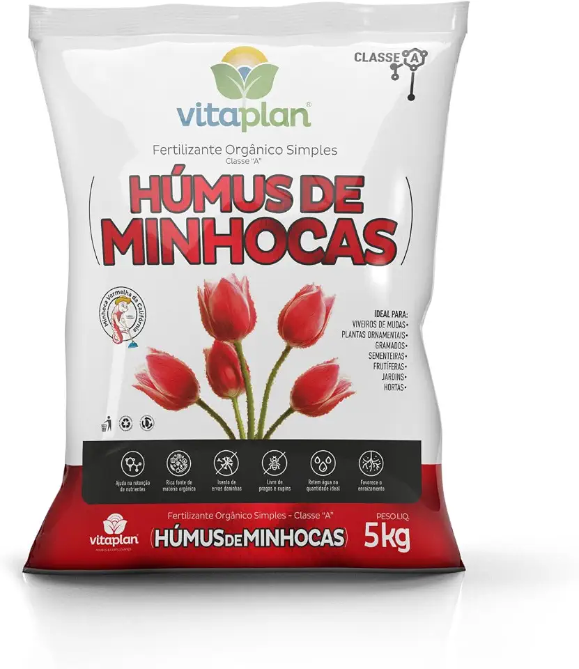 5kg Húmus de minhoca puro premium adubo orgânico para plantas jardinagem hortaliças
