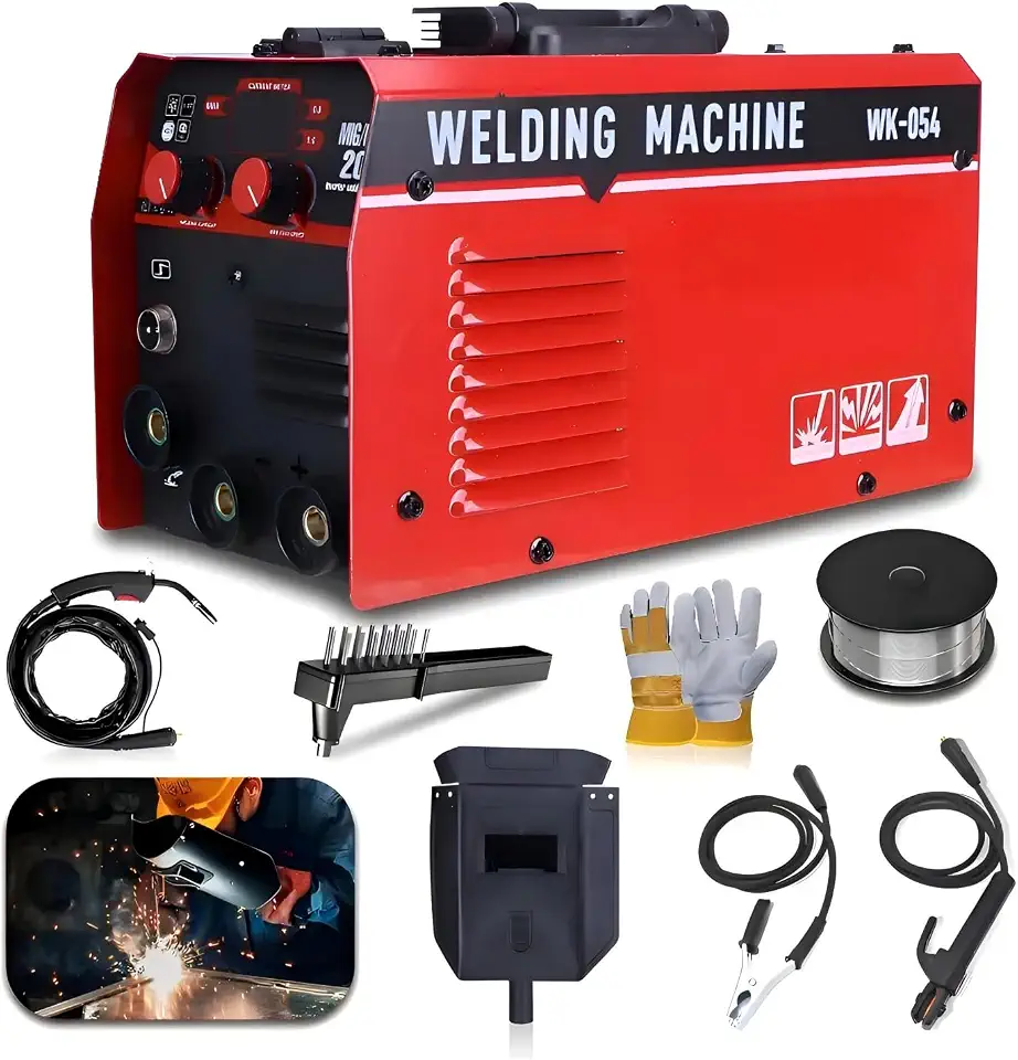 Máquina de Solda Inversora 3 em 1 (MIG, MMA, TIG Lift) 200A, IGBT Portátil, Bivolt, Funciona sem Gás - Kit Completo com Acessórios para Soldador Iniciante e Profissional
