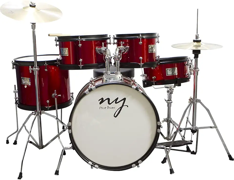 Bateria Acústica Infantil Junior 2T Vermelha com Banco New York