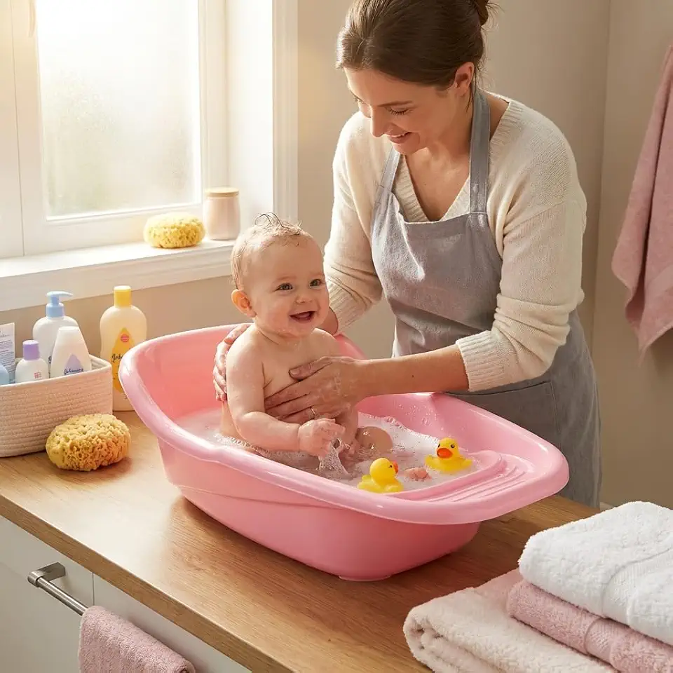 Banheira Para Bebê 20 Litros Sólida Resistente Infantil Anatômica (Rosa)