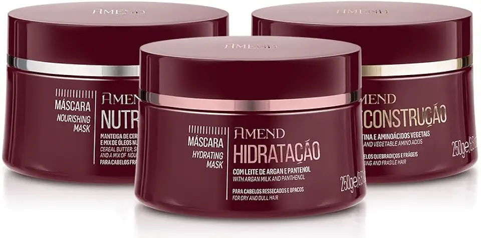 Kit Cronogama Capilar Amend 3 Máscaras Reconstrução + Hidratação + Nutrição 250g