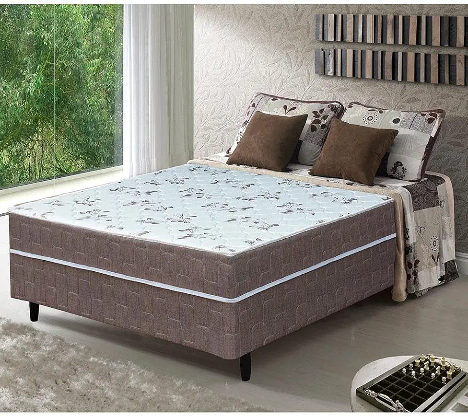 Umaflex Cama Box Conjugada Casal New Florença com Molas Ensacadas, Marrom com Bege, 55x138x188cm