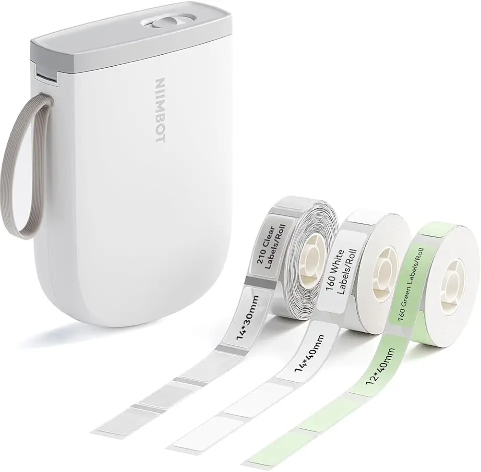 NIIMBOT D11 Etiquetadora com 3 Rolos de Etiquetas, Impressora de Etiquetas Bluetooth 300DPI, Impressora Térmica Portátil, Criador de Adesivos para Organizar Casa Escritório Escola, Branco