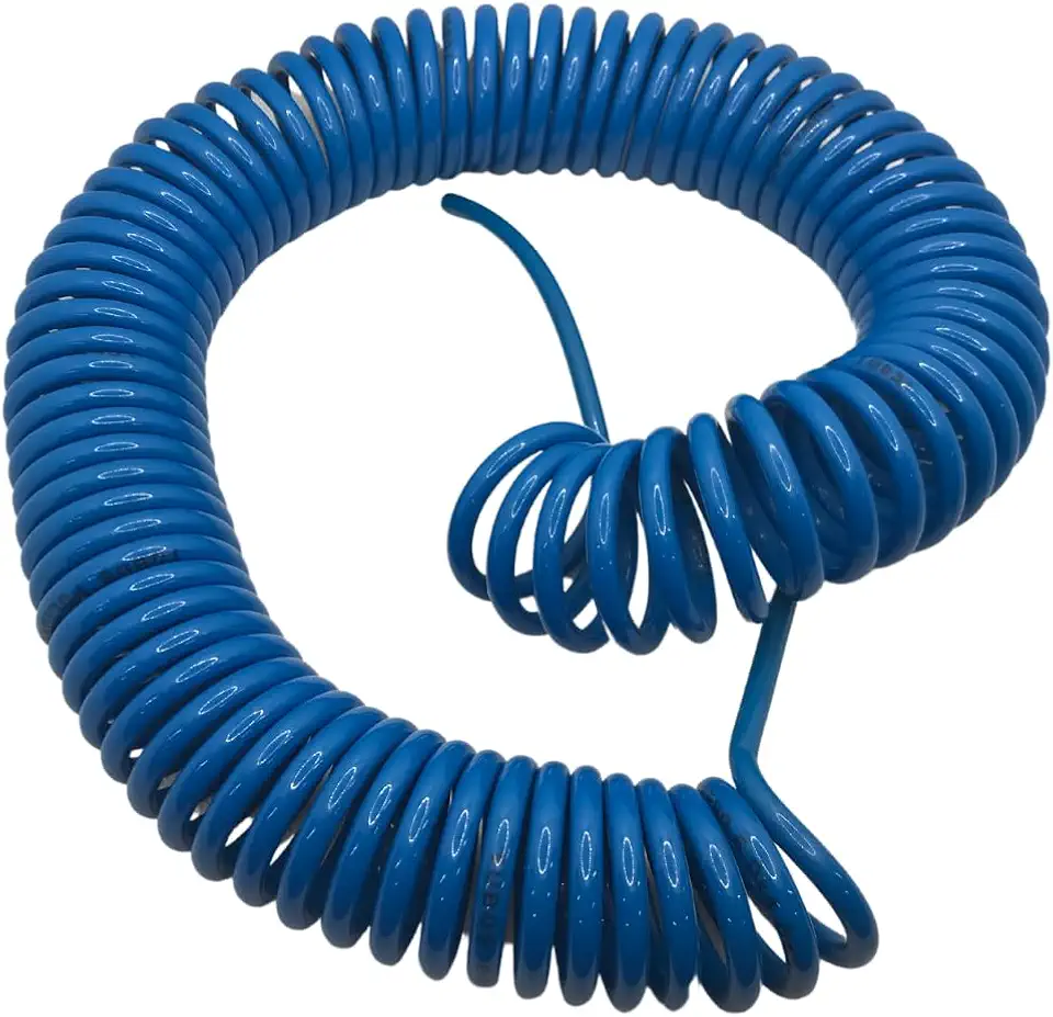 Mangueira Espiral Pneumática Azul PU 8mm x 10 Metros Para Ar Comprimido Flexível