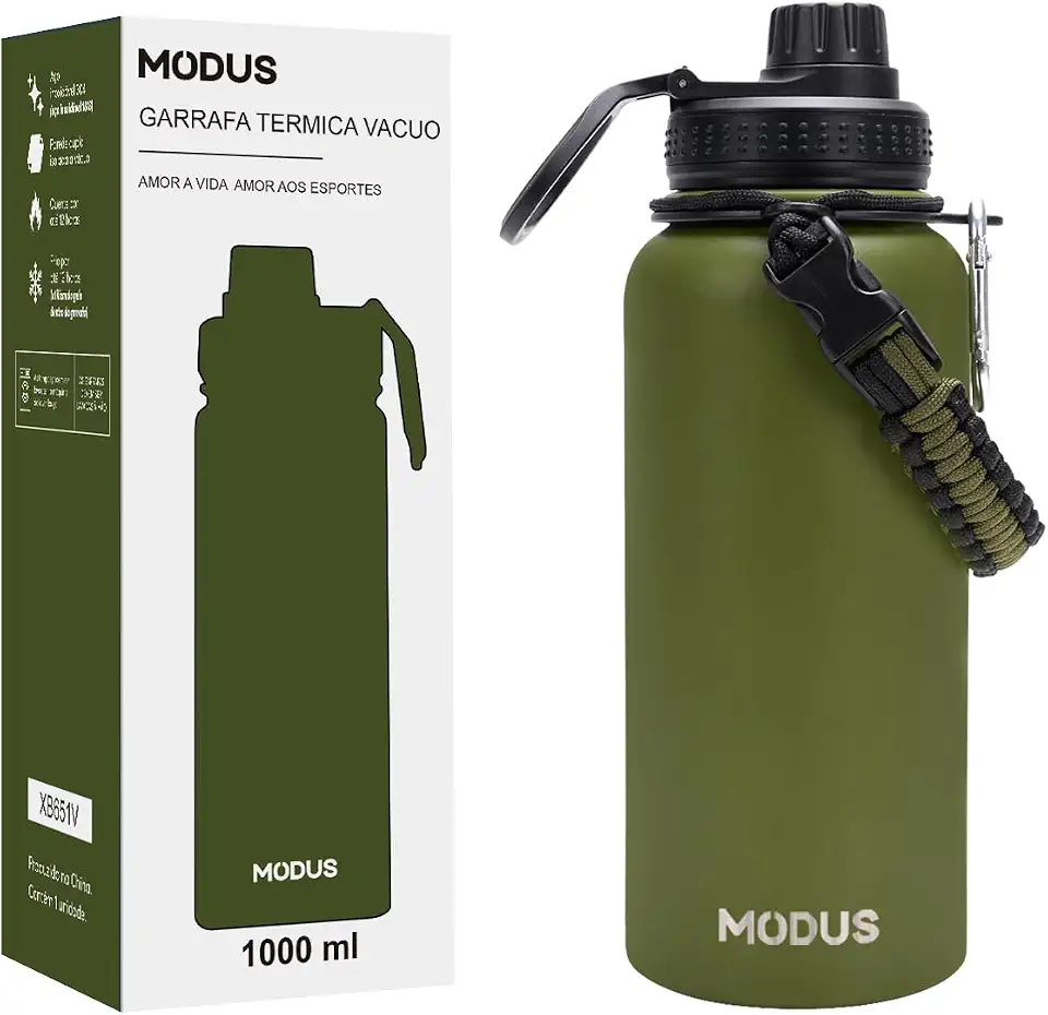 MODUS Garrafa Térmica Esportiva De Aço Inoxidável Com Isolamento A Vácuo De 1000ML (Verde)